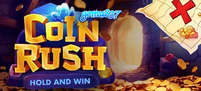 Tampilan antarmuka permainan slot Coin Rush dengan grid 3x3 yang modern.